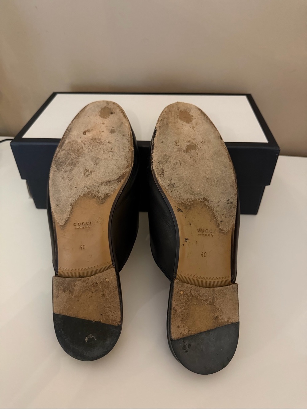 Gucci Black Leather Horsebit Backless Loafers with Gold Hardware - Picture 6 of 6